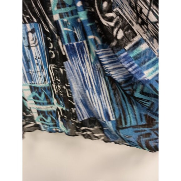 Creation Womens Wearable Art Cardigan XL Blue Black Abstract Mesh Open Eclectic - Picture 3 of 8